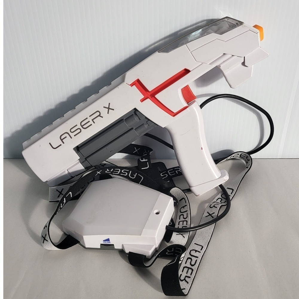 Laser X Single Laser Tag Gaming Blaster Gun with Receiver White Red